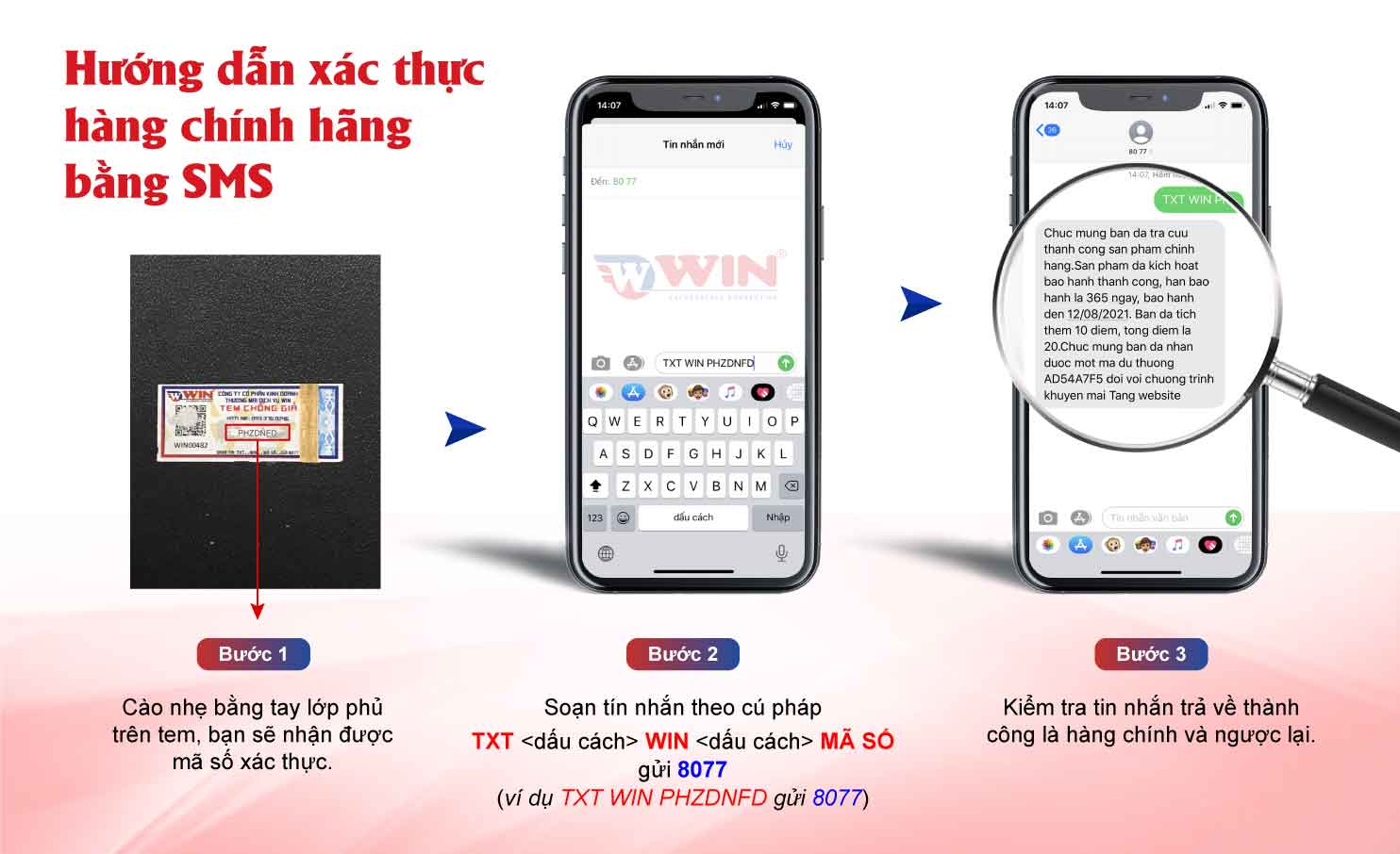 Hướng dẫn xác thực hàng chính hãng bằng SMS