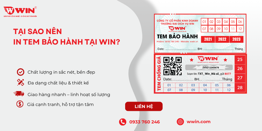 WIN cung cấp tem bảo hành uy tín hàng đầu tại HCM