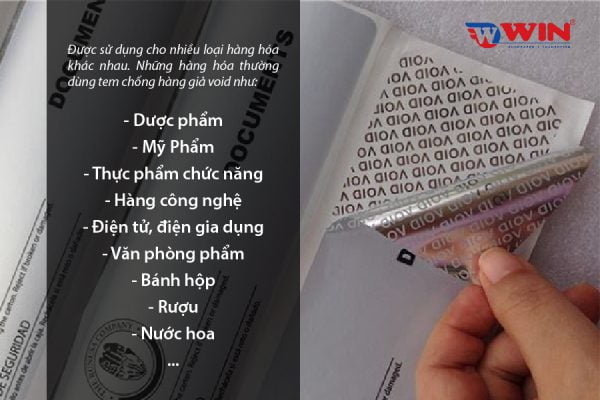 Ứng dụng tem chống hàng giả void open cho ngành nghề nào?