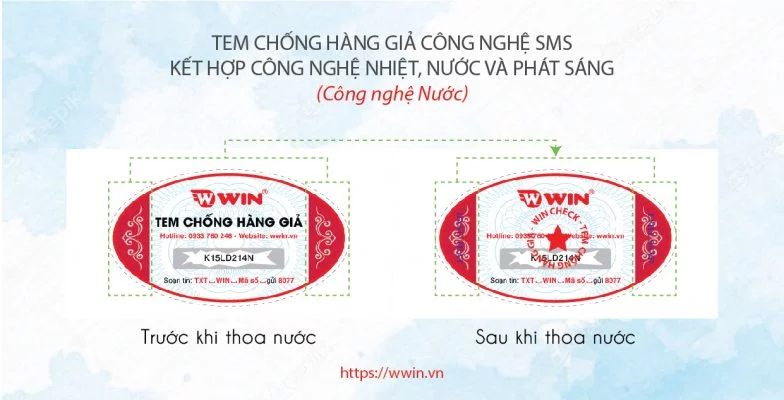 Công nghệ nước trên tem trước và sau khi thoa nước
