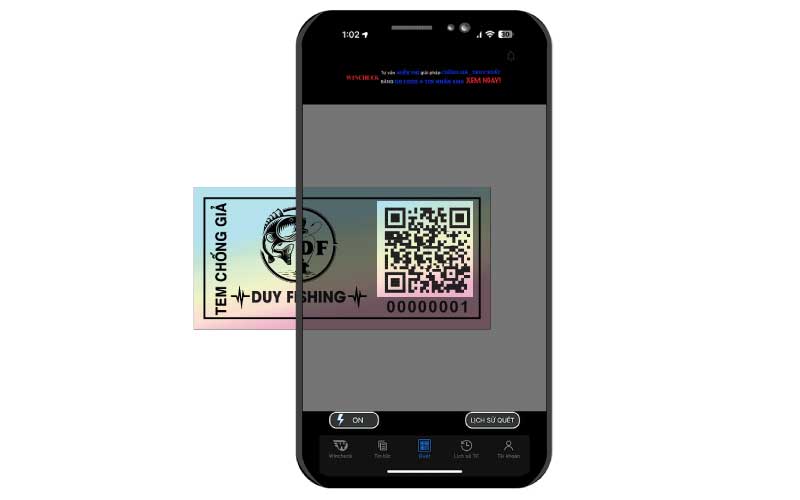 Quét mã QR code tem Duy Fishing