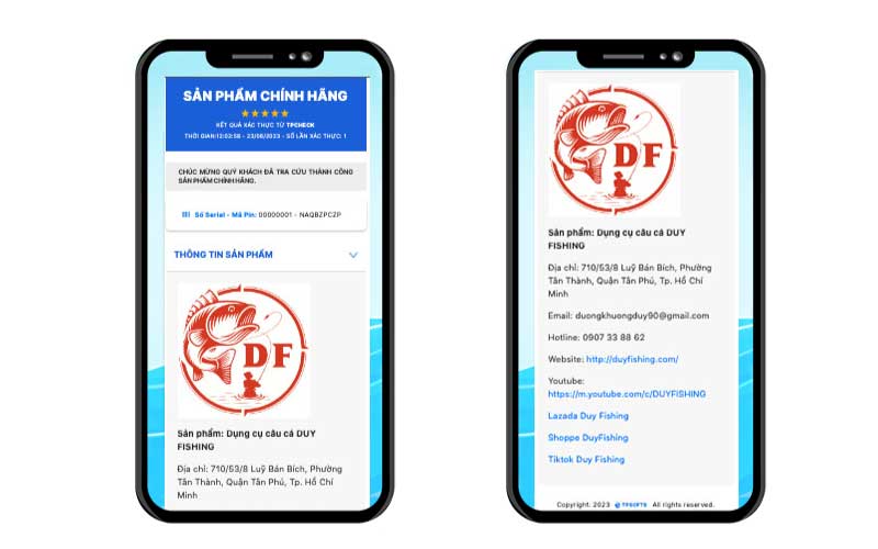 Màn hình xác thực tem QR code Duy Fishing 1