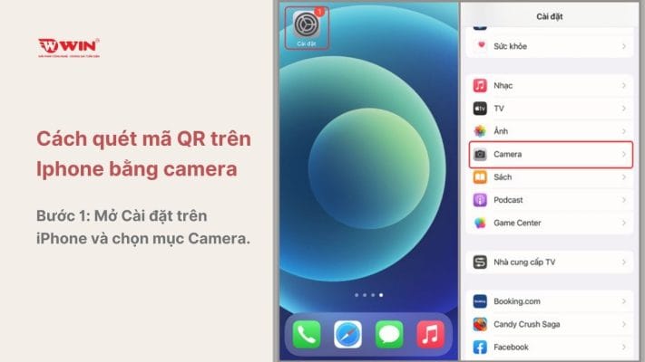 Bước 1: Mở Cài đặt trên iPhone và chọn mục Camera.