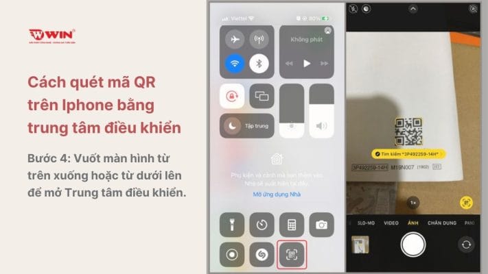 Bước 4: Vuốt màn hình từ trên xuống hoặc từ dưới lên để mở Trung tâm điều khiển.