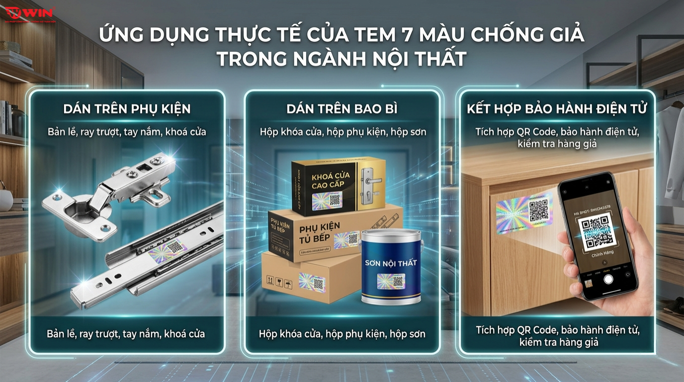 Những ứng dụng thực tế của tem chống giả hologram 7 màu cho doanh nghiệp nội thất