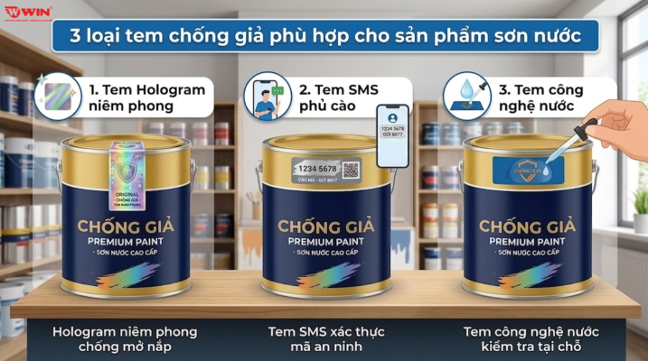 Những loại tem chống giả phù hợp cho nước sơn