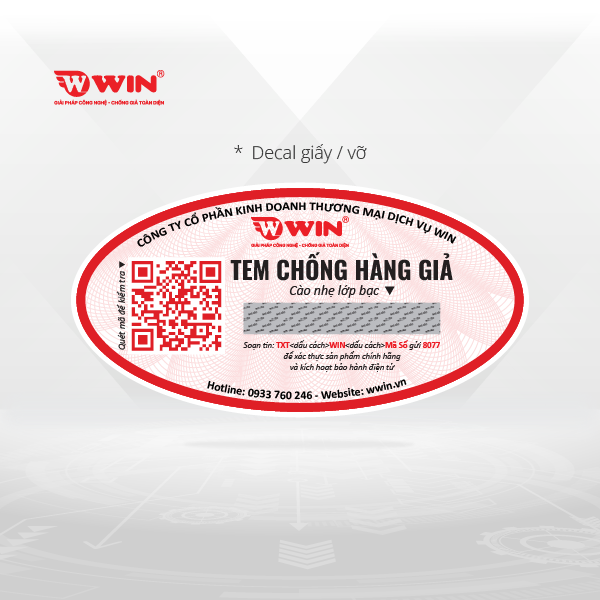 Tem Chống Hàng Giả QR Code Kết Hợp SMS