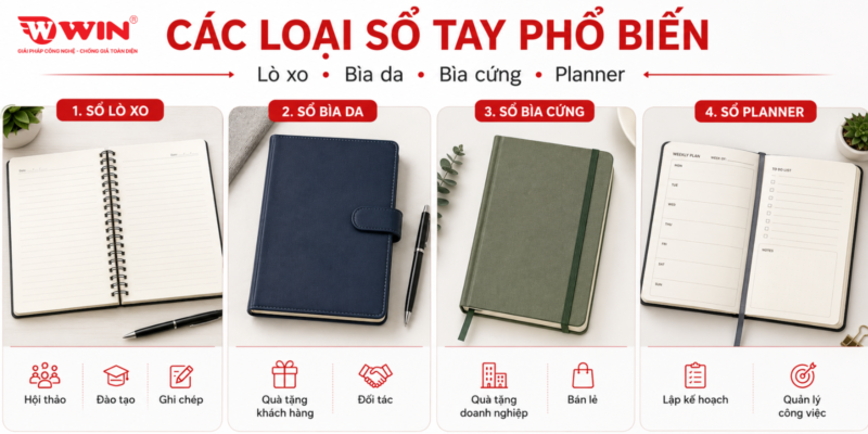 Các loại sổ tay được đặt in phổ biến