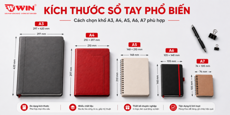 Kích thước sổ tay phổ biến